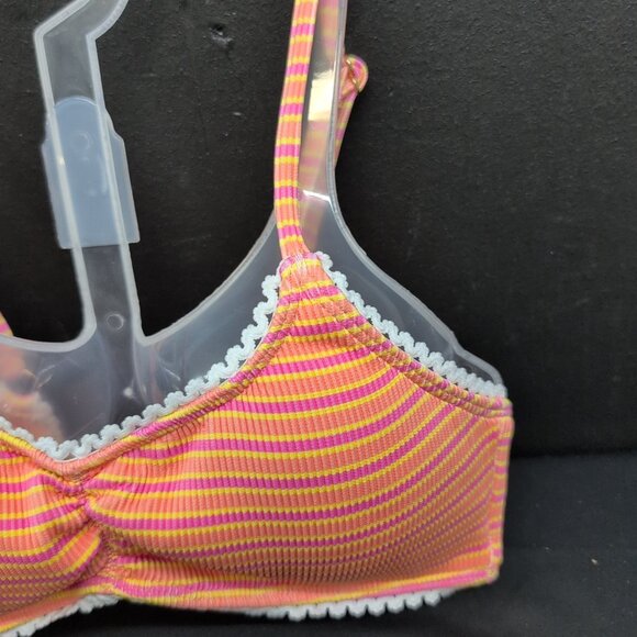 Honey Ribbed Laced Seamless Stripped Bralette Top Bra Size Small Milo - Picture 4 of 12